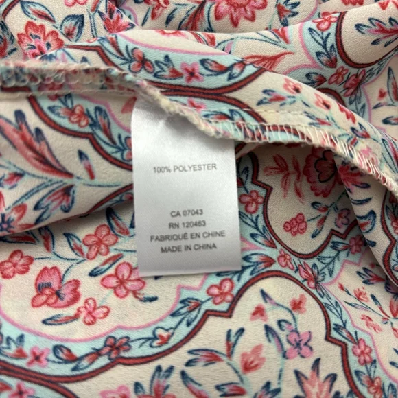 Women's Anthropologie Joie Cream Pink Blue Floral Long Sleeve Blouse Size M - Picture 7 of 7